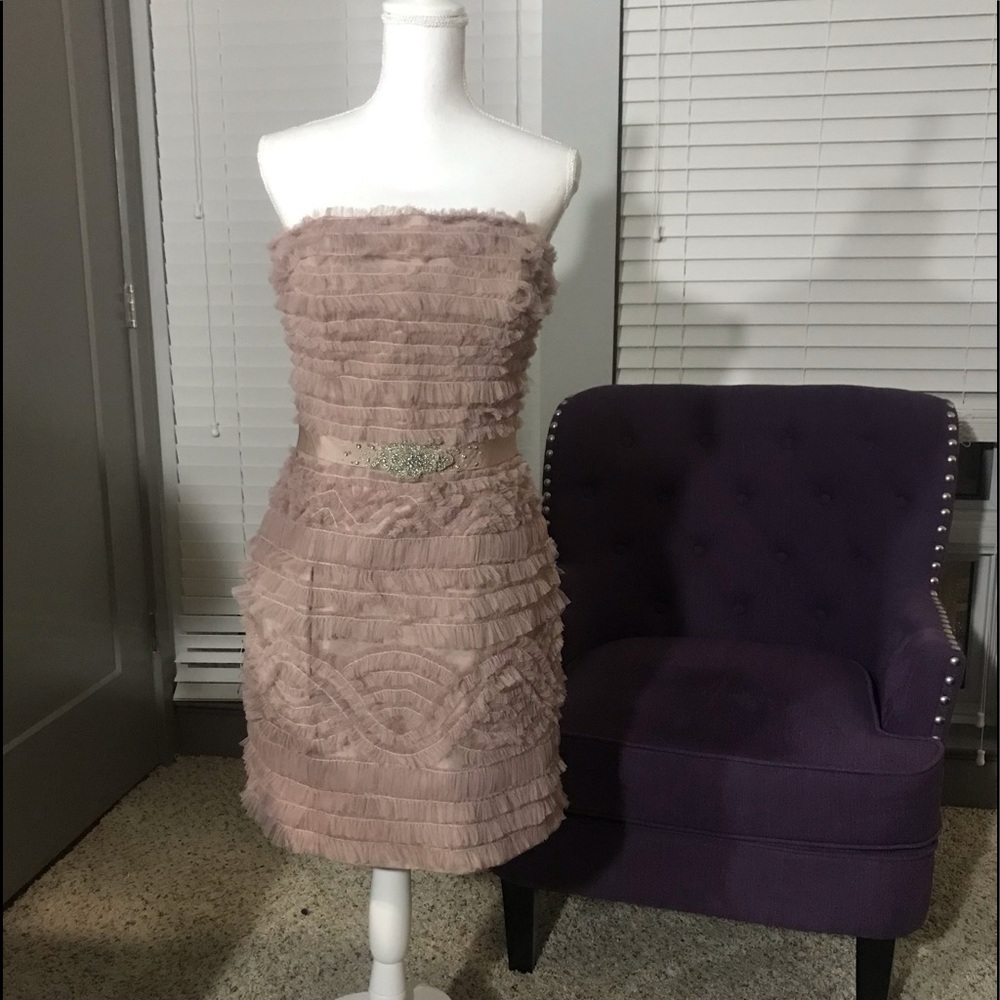 Dusty Rose tulle layered midi dress